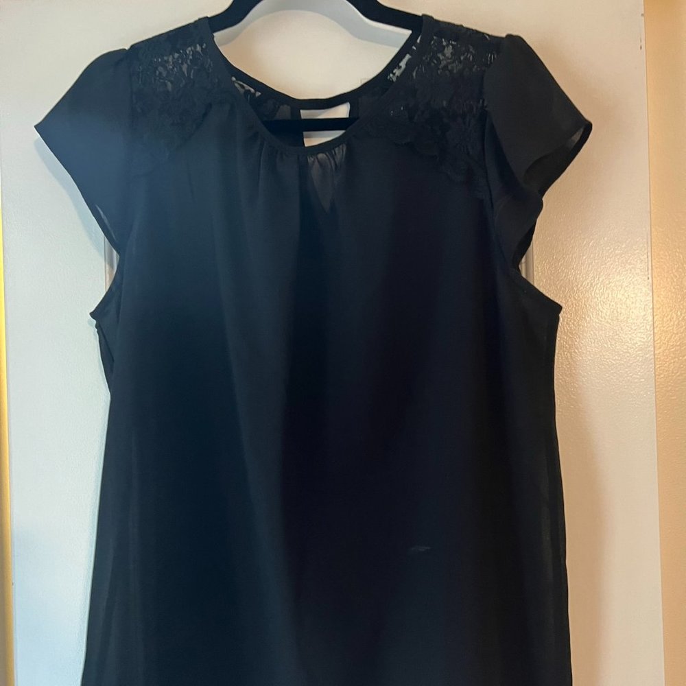 Black Top with Lace Detail